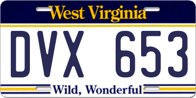 WV license plate DVX653