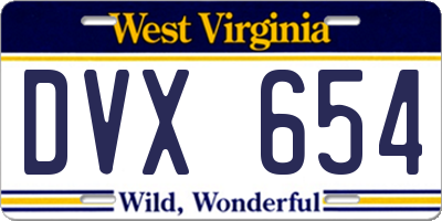 WV license plate DVX654