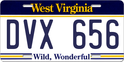 WV license plate DVX656