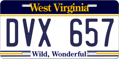 WV license plate DVX657