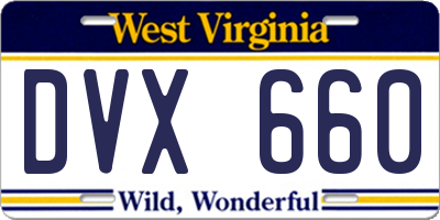 WV license plate DVX660