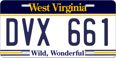 WV license plate DVX661