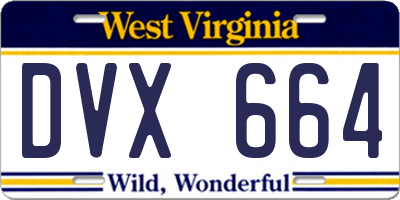 WV license plate DVX664