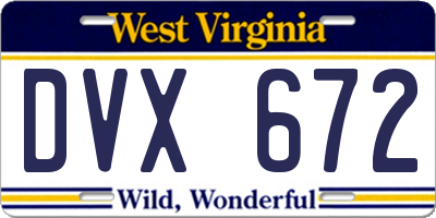 WV license plate DVX672