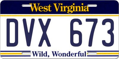 WV license plate DVX673