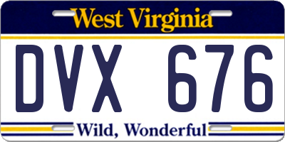 WV license plate DVX676