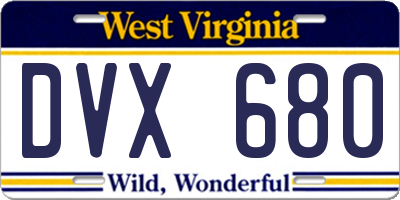 WV license plate DVX680
