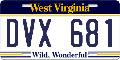 WV license plate DVX681