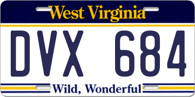 WV license plate DVX684