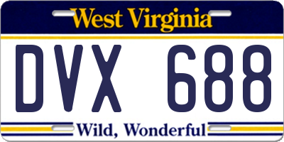 WV license plate DVX688