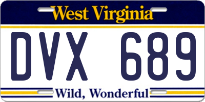 WV license plate DVX689
