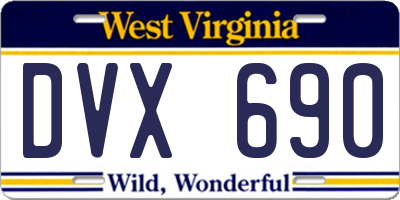 WV license plate DVX690