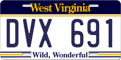 WV license plate DVX691