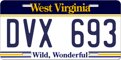 WV license plate DVX693