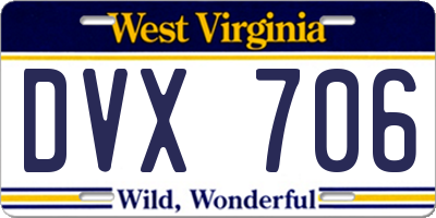 WV license plate DVX706