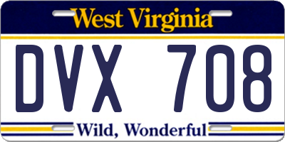 WV license plate DVX708