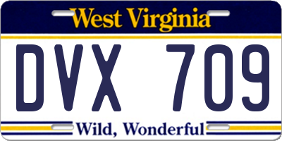 WV license plate DVX709