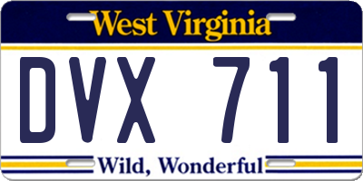 WV license plate DVX711
