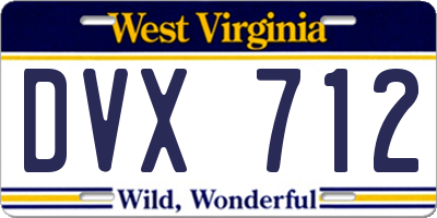 WV license plate DVX712