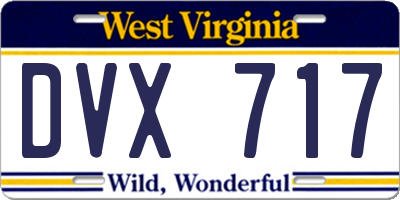 WV license plate DVX717