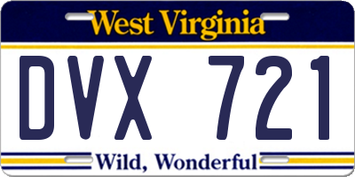 WV license plate DVX721