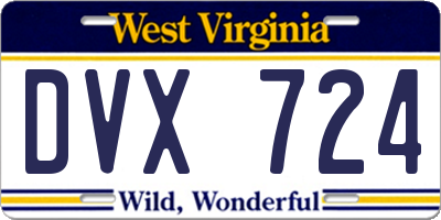 WV license plate DVX724
