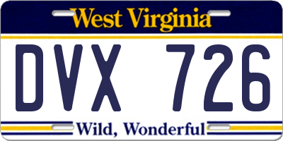 WV license plate DVX726