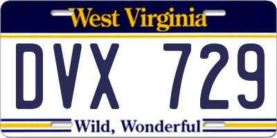 WV license plate DVX729