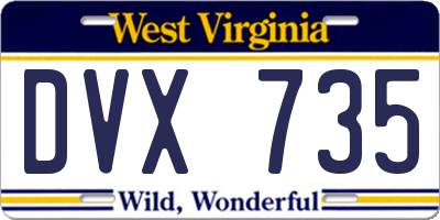 WV license plate DVX735