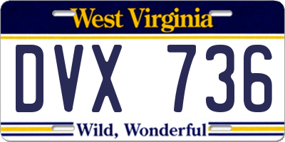 WV license plate DVX736