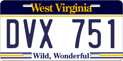 WV license plate DVX751