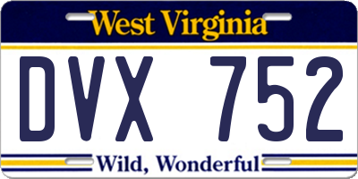 WV license plate DVX752