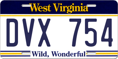 WV license plate DVX754