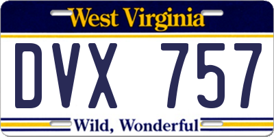 WV license plate DVX757