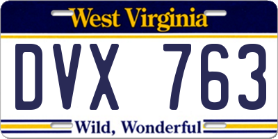 WV license plate DVX763