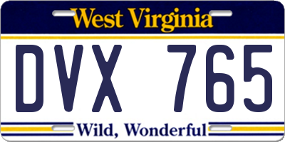 WV license plate DVX765