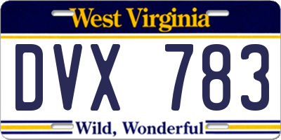 WV license plate DVX783