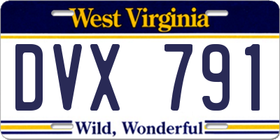 WV license plate DVX791