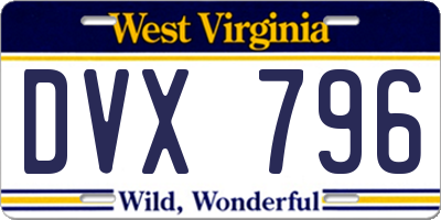 WV license plate DVX796