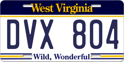 WV license plate DVX804