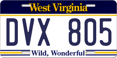 WV license plate DVX805