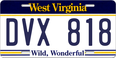 WV license plate DVX818