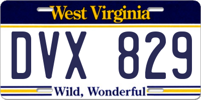WV license plate DVX829