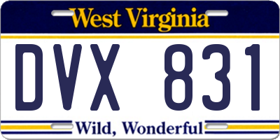 WV license plate DVX831