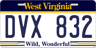 WV license plate DVX832