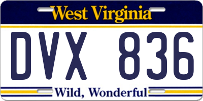 WV license plate DVX836