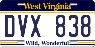 WV license plate DVX838