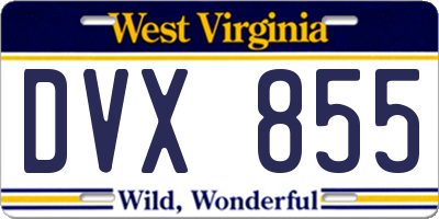 WV license plate DVX855