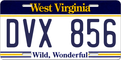 WV license plate DVX856