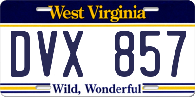 WV license plate DVX857